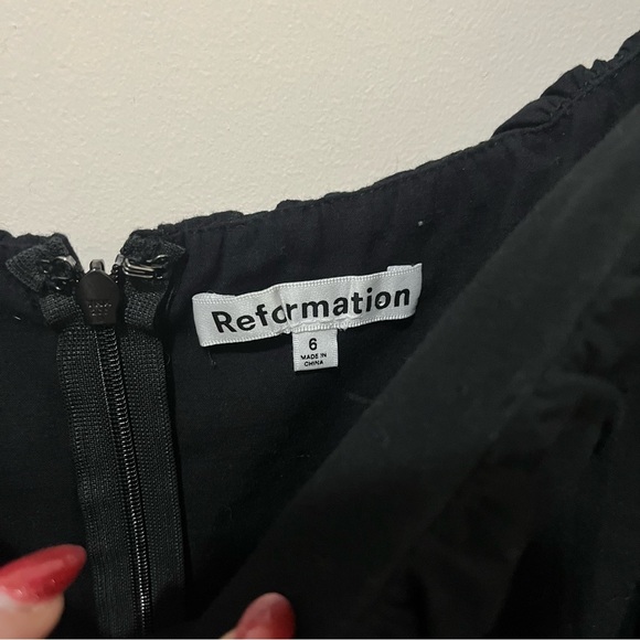 Reformation Farley Babydoll Mini Dress Whimsigoth Cottage Core Black Size 6 - Picture 13 of 15